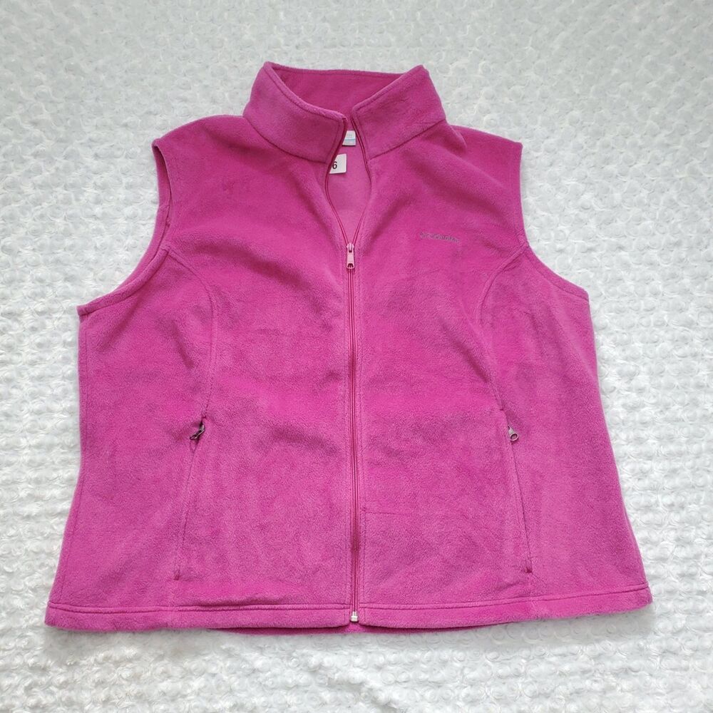 Columbia Benton Springs Vest Womens 2X Magenta Pink Full Zip Outdoor Collared